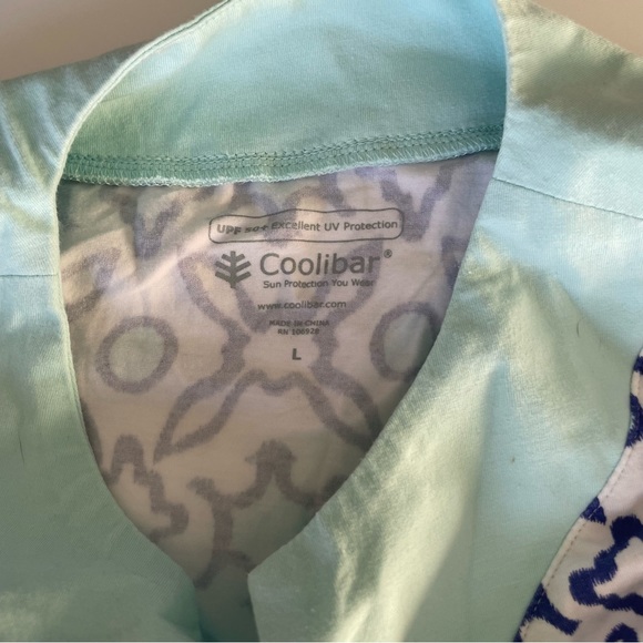 Coolibar UV Protection 3/4 Sleeve Tunic Top White Blue 50+ UPF Women Size Large - Picture 10 of 10